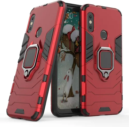 Vista 7 de Compatible con Mi A2 Lite, soporte de anillo de metal a prueba de golpes (funciona con soporte magnético para automóvil), cubierta resistente