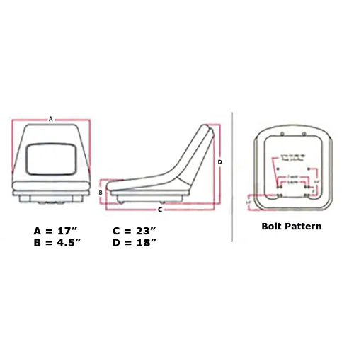 Vista 4 de Kubota Compact Tractor Deluxe Asiento de respaldo alto 35080-18400, K2570-56110, K2571-56110, 32420-72960, 32420-72962, 32701-52502, 6C070-88720