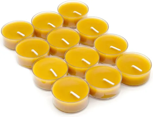 Vista 9 de Velas de té de cera de abeja cruda 100% pura (juego de 6) orgánicas hechas a mano