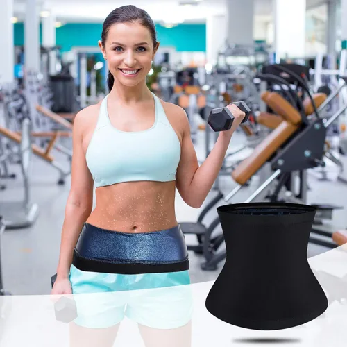 Vista 4 de Geyoga 2 piezas de reductor de cintura para mujer, para sudar, entrenamiento de cintura para culturismo, grasa del vientre inferior