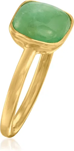 Vista 3 de Ross-Simons Anillo de jade con bisel en oro de 18 quilates sobre plata esterlina, Gema, Jade