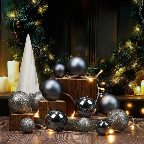 Vista 2 de Emopeak - 24 mini bolas para árbol de Navidad, adornos para árbol de Navidad de 1.57 pulgadas, irrompibles, bolas colgantes para decoración