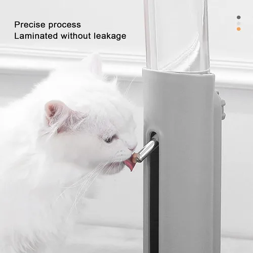 Vista 5 de Dispensador de agua para mascotas con botella de pie, alimentador automático de gravedad de 22.1 onzas líquidas y cuenco de comida de altura