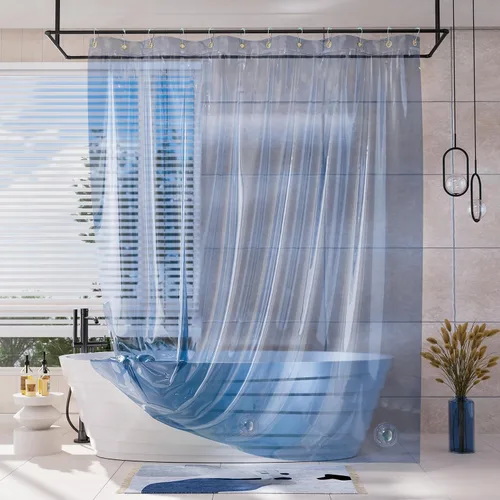 Vista 16 de AmazerBath Forro de cortina de ducha, 100% EVA, suave ámbar transparente, resistente, cortina de ducha y forro 2 en 1, 72 x 72 pulgadas, forro