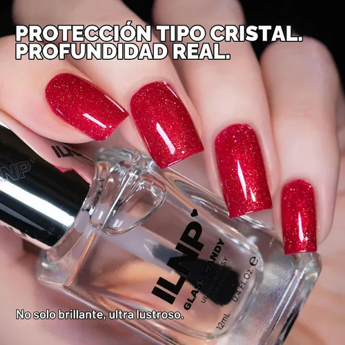 Vista 2 de ILNP Glass Candy - Esmalte de uñas transparente, acabado de vidrio brillante, secado rápido, resistente a las astillas, esmalte regular sin gel,
