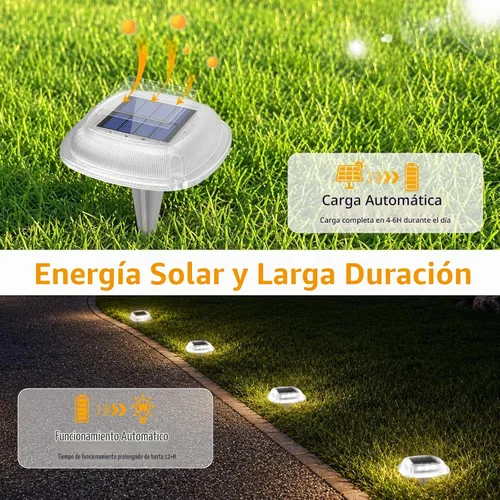 Vista 3 de Lacasa Solar Deck Lights, 4 Pack Dock Step Driveway Pathway Garden Lights Cool White & Warm White