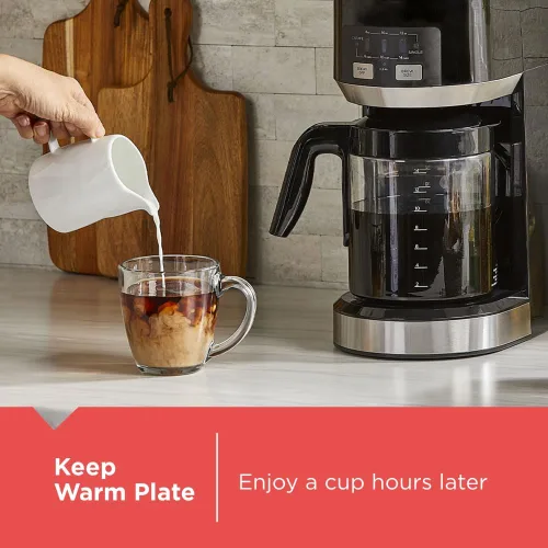 Vista 6 de BLACK+DECKER Cafetera de una sola porción y jarra Prepara tazas individuales o jarras con filtros reutilizables, plato para mantener caliente