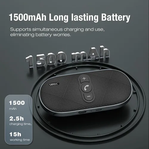 Vista 5 de Altavoz Bluetooth para coche manos libres: Altavoz Bluetooth de 6 W para teléfono celular - Kit de coche manos libres inalámbrico Soporte Siri