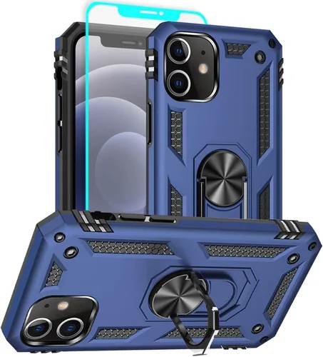 Vista 20 de Funda para iPhone 12/12 Pro, grado militar, anillo a prueba de golpes, verde militar