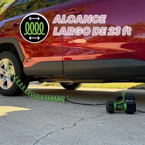 Vista 5 de Inflador de neumáticos para casa Slime 40045, montado en pared 120V, para SUV, compresor de aire 4x4, resistente, 2X Pro Power, con manómetro
