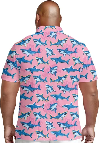 Vista 5 de PAGYMO Golf Shirts for Men Crazy Hawaiian Funny Print Mens Polo Shirt