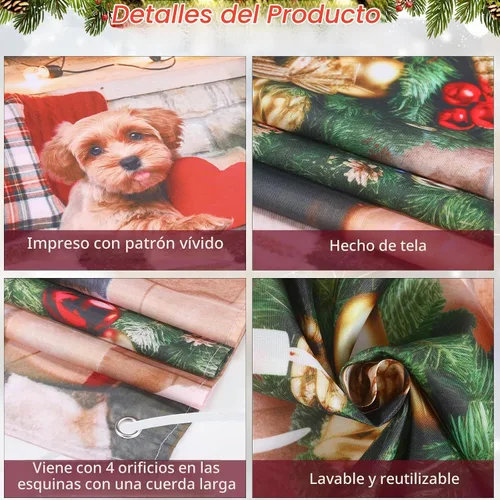 Vista 3 de Buryeah - Cubierta de puerta de Navidad para chimenea, 6.5 x 3 pies