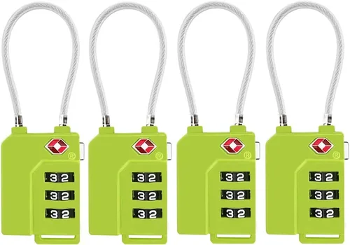 Vista 8 de TSA Lock - Candado de seguridad con combinación de 3 dígitos para maleta, bolsa de equipaje, candado con bloqueo de código (negro, paquete de 4)