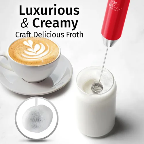 Vista 224 de Zulay Milk Boss Espumador de leche potente manual, hace espuma para latte, batidor para mezclar bebidas, café, miniespumador para capuchino, frappé