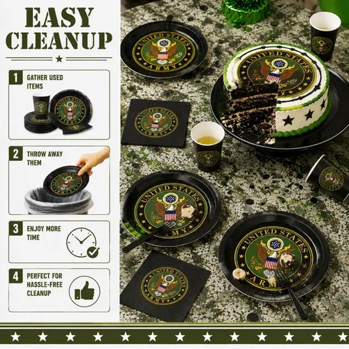 Vista 8 de Servilletas de almuerzo del ejército de los Estados Unidos (32 piezas) 32 servilletas Lg. del ejército de Estados Unidos impresas en el sello