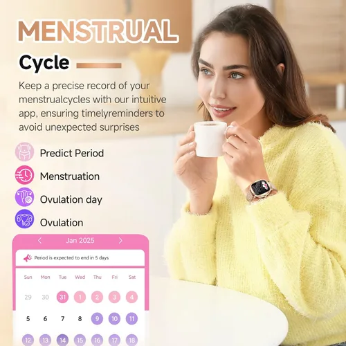 Vista 7 de Reloj inteligente para mujer, rastreador de actividad física de 1.72 pulgadas con respuesta/hacer llamadas, monitor de sueño/frecuencia cardíaca