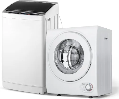 Vista 12 de ROVSUN Juego de lavadora completamente automática de 17.6 libras y secadora de ropa portátil de 1.5 pies cúbicos, juego combinado de lavadora