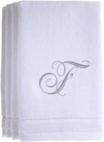 Vista 12 de Set de 4 toallas bordadas, de 11 x 18 pulgadas, extra absorbente, de algodón, acabado suave de terciopelo. Para baño/cocina/spa
