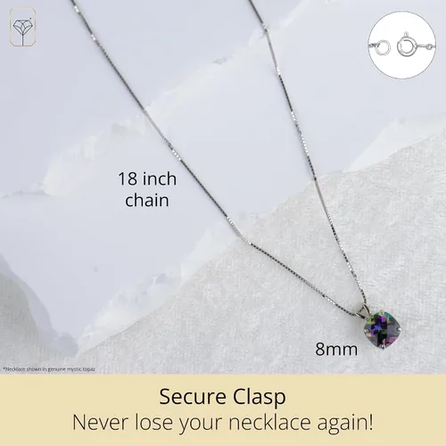 Vista 37 de MAX + STONE Cushion Cut Gemstone Necklace 8mm Solitaire Birthstone Necklace for Women Gemstone Pendant Necklaces with 18 inch Box Chain