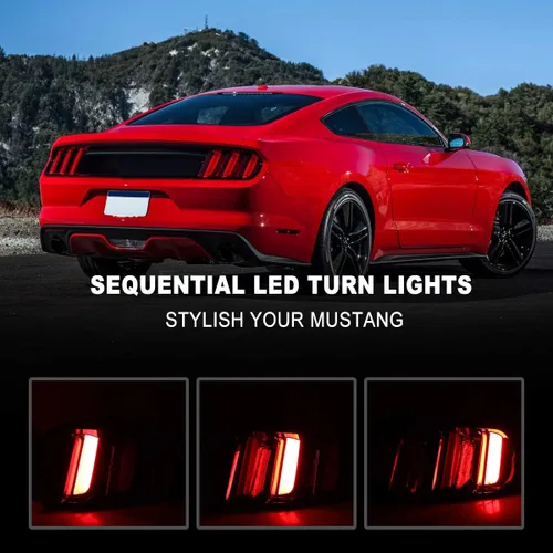 Vista 3 de Nixon Offroad Conjunto de luces traseras LED para Ford Mustang 2015-2023, estilo Euro, par de luces traseras LED Mustang con intermitentes