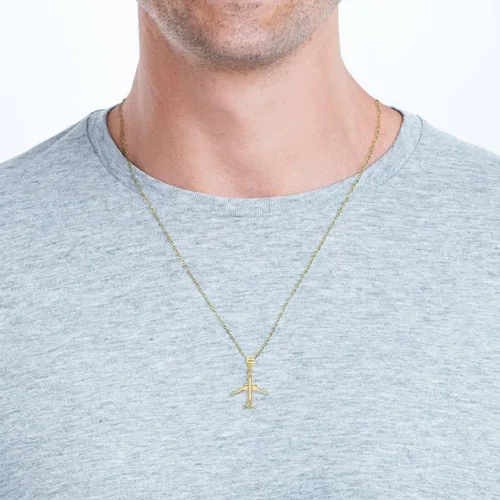 Vista 3 de Aircraft Jewelry - Collar con colgante de oro amarillo de 14 quilates, aviones, viajero, aviación, elige solo colgante o collar con cadena de 16 a