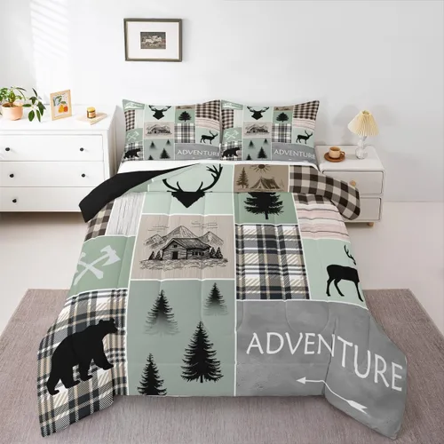 Vista 11 de Erosebridal Juego de edredón con temática de pesca, juego de ropa de cama rústica de granja tamaño individual para niños, adolescentes y adultos