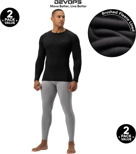 Vista 8 de DEVOPS Paquete de 2 camisas térmicas de compresión de manga larga para hombre 1#) Negro/Negro