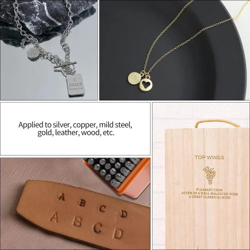Vista 7 de Kit de estampado en metal de 74 piezas, DkOvn herramientas completas de estampado para joyería con punzón de letra mayúscula y minúscula de 1/8