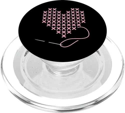 Vista 7 de I love Cross Stitch Corazón y Aguja en Rosa PopSockets Swappable PopGrip