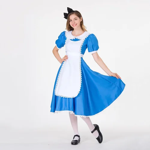 Vista 6 de Halloween Women's Cosplay Outfit Blue Maid Fancy Dress Costume Women Vintage 1950S Retro Rockabilly Prom