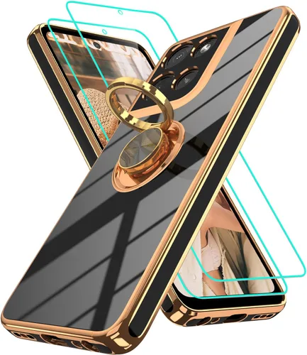 Vista 281 de Funda para Motorola Moto G 5G 2024: Funda Moto G Play 5G 2024 con 2 piezas de protectores de pantalla, soporte de anillo de rotación de 360°