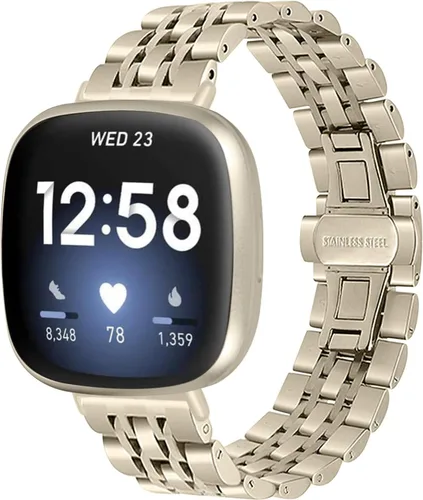 Vista 13 de Compatible con bandas Fitbit Versa 4/Versa 3/Sense 2/Sense para mujeres y hombres, correa de repuesto de metal de acero inoxidable para Fitbit Versa