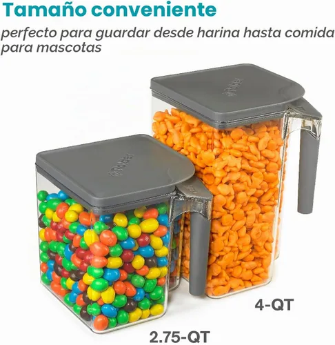 Vista 3 de Polder Handle-It - Recipiente de plástico sin BPA, contenedor apilable de almacenamiento de cocina, solución de almacenamiento de alimentos