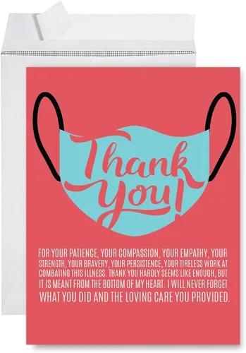 Vista 8 de Andaz Press Social Distancing Thank You - Tarjeta jumbo de 8.5 x 11 pulgadas, AF esencial, tarjeta de felicitación de agradecimiento en blanco