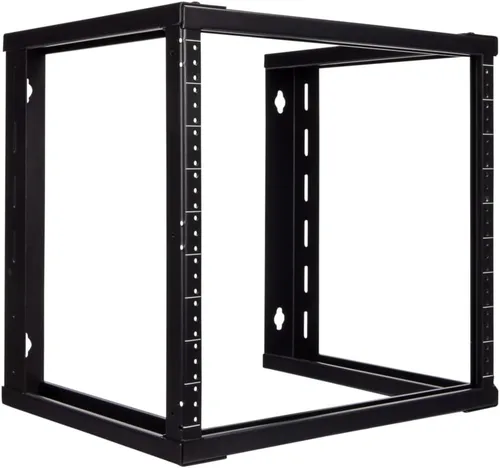Vista 7 de NavePoint - Soporte de pared 6U de marco abierto para equipos de servidor de 19", rosca de 16", color negro