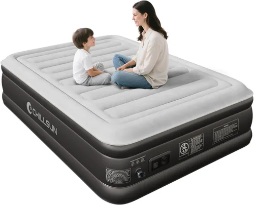Vista 10 de CHILLSUN Colchón de aire doble con bomba incorporada, cama inflable