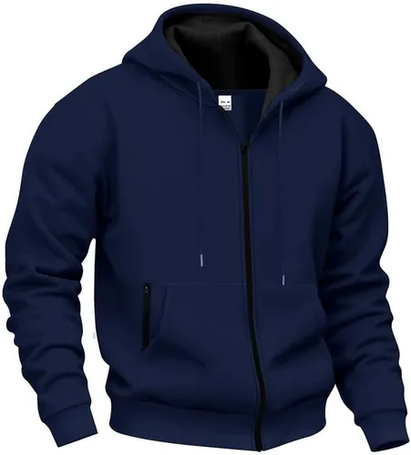 Vista 6 de LIZALIG Chaqueta de forro polar con capucha y cremallera completa para hombre con capucha ajustable y bolsillos delanteros seguros