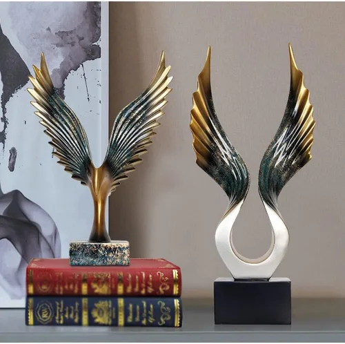 Vista 5 de Estatua china de feng shui, escultura de simulación, estatua de águila, ornamento para el hogar, sala de estar, gabinete de TV, adornos hechos a