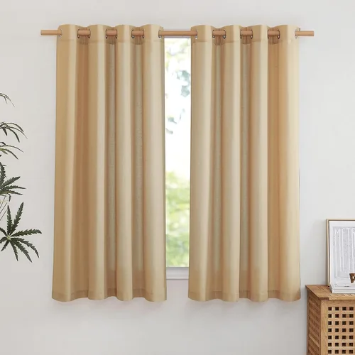 Vista 89 de NICETOWN - Cortinas de lino angora para ventana de cocina sobre el fregadero, con ojales, lino grueso angora, tratamientos cortos para ventanas