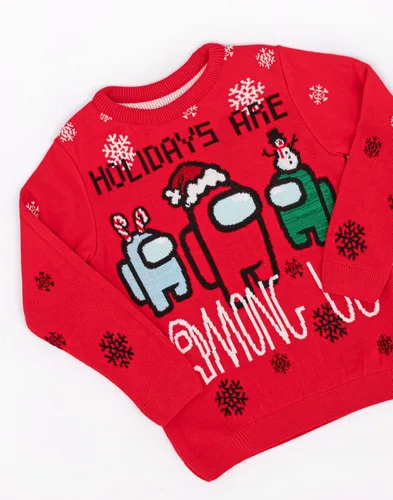 Vista 2 de Among Us Jersey de Navidad para niños y niños, diseño de tripulación