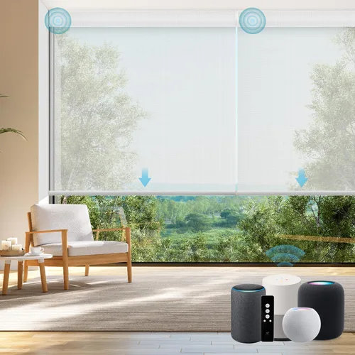 Vista 39 de SmartWings Persianas Enrollables Inteligentes Motorizadas con Filtro de Luz, Persianas Eléctricas con Control Remoto para Ventanas Compatibles