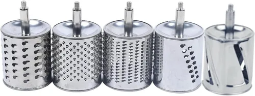Vista 5 de Rallador, rallador rotativo de queso, cortador de verduras de cocina con 5 cuchillas intercambiables, fácil de limpiar, para frutas, verduras, nueces