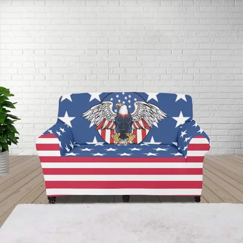 Vista 113 de AFPANQZ Fundas elásticas para sofá, fundas de sofá de águila con bandera estadounidense, fundas de sofá para sofá biplaza para sofás, protectores
