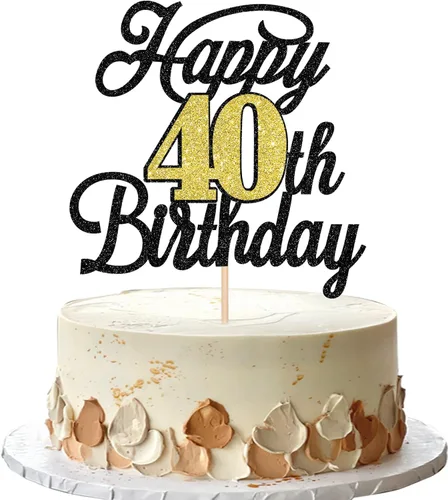 Vista 40 de Rsstarxi 1 paquete de decoración para tarta de cumpleaños 8 con purpurina negra de 8 años y fabulosos saludos a 8 años de edad, para celebrar el 8º
