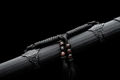 Vista 5 de Espada de dragón negro fresco de 40 pulgadas, acero al carbono, hoja recta japonesa Ninjato