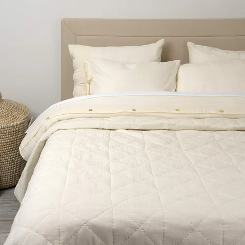 Vista 9 de Best Home Fashion Edredón de lino y algodón con diamantes, elegancia casual, ropa de cama ligera y elegante, manta, individual, gris, 86 pulgadas
