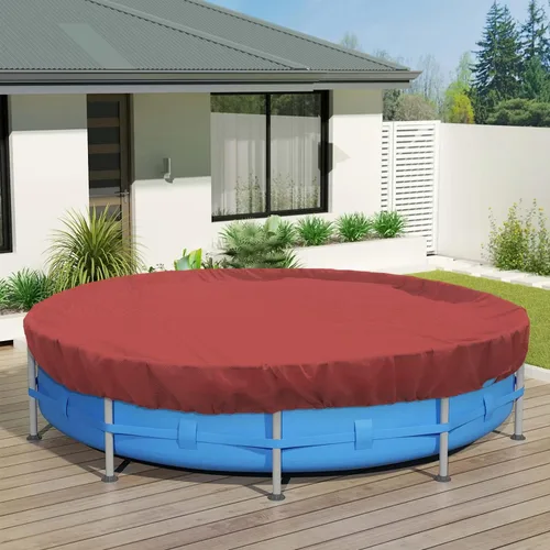 Vista 13 de ECOOPTS Cubierta redonda impermeable de poliéster para piscinas sobre el suelo, protector de cubierta de piscina de invierno (6 pies, turquesa)