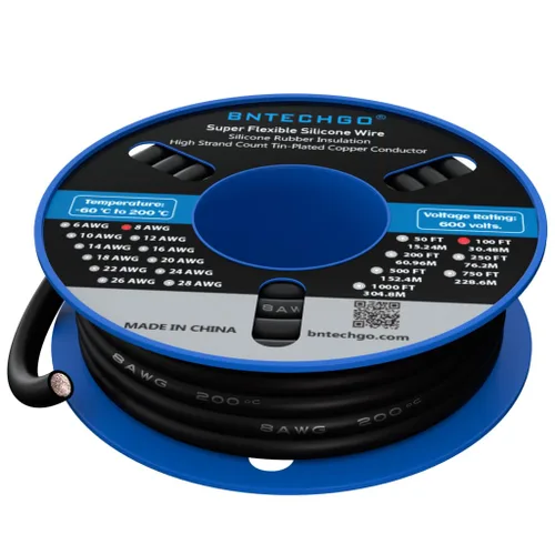 Vista 19 de Bntechgo 8 alambres de silicona suave y flexible, silicona resistente a altas temperaturas, altamente eficiente 8 AWG calibre, 1650 hilos de alambre