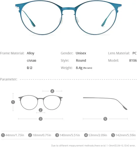 Vista 2 de Lentes cuadrados de metal, marco de lentes ligeros de borde completo para hombres 8105