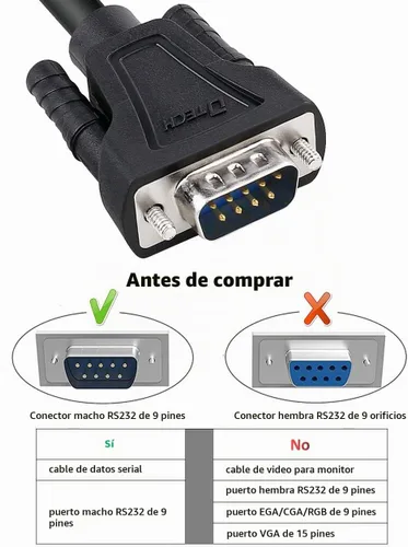 Vista 3 de DTech Cable RS-232 de 10 pies RS232 Serial Cable macho a macho 9 Pin DB9 Cable recto a través